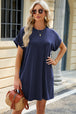 Round Neck Rolled Short Sleeve Tee Dress -BazaarBey - www.shopbazaarbey.com