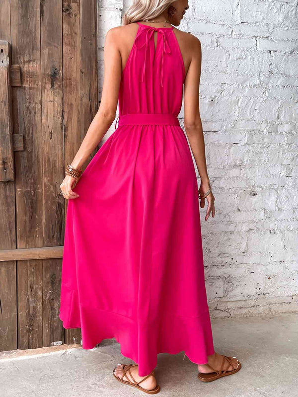  Neck Tie Belt Dress -BazaarBey - www.shopbazaarbey.com