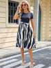 Printed Tie Waist Short Sleeve Dress -BazaarBey - www.shopbazaarbey.com