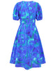 Ruched Printed  Short Sleeve Dress -BazaarBey - www.shopbazaarbey.com