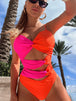 Two-Tone Twisted  One-Piece Swimsuit Trendsi