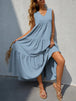 Tiered V-Neck Sleeve Dress -BazaarBey - www.shopbazaarbey.com