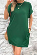 Pocketed Round Neck Short Sleeve Dress -BazaarBey - www.shopbazaarbey.com