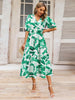 Ruched Printed  Short Sleeve Dress -BazaarBey - www.shopbazaarbey.com