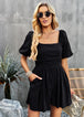 BazaarBey Square Neck Short Sleeve Smocked Romper 