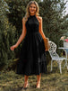  Neck Spliced Lace Midi Dress -BazaarBey - www.shopbazaarbey.com