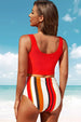 Half Snap Square Neck Tankini Set Trendsi