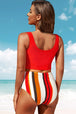 Half Snap Square Neck Tankini Set Trendsi