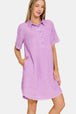  Washed Linen Raw Hem Dress with Pockets -BazaarBey - www.shopbazaarbey.com