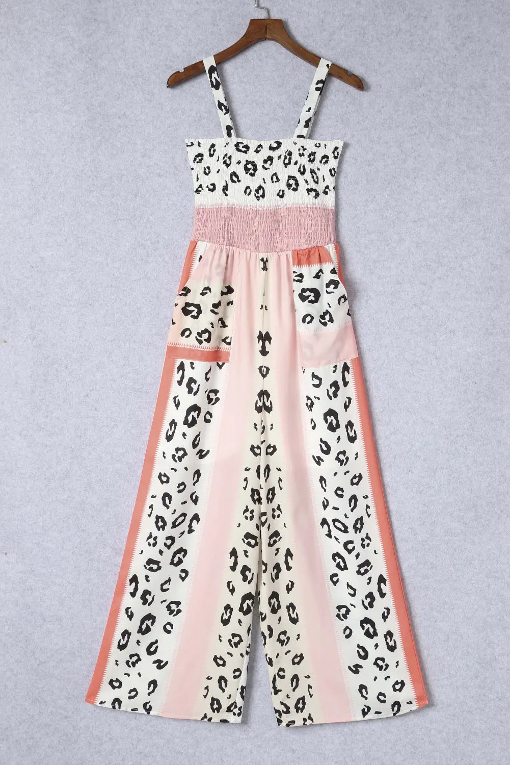  Color Block Smocked Jumpsuit Trendsi