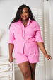  Textured Shirt and Elastic Waist Shorts Set Trendsi