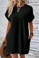 Pocketed Round Neck Short Sleeve Dress -BazaarBey - www.shopbazaarbey.com