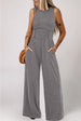 BazaarBey Round Neck Sleeveless Jumpsuit with Pockets 