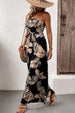 Printed Strapless Wide Leg Jumpsuit with Pockets Trendsi
