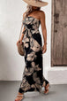 Printed Strapless Wide Leg Jumpsuit with Pockets Trendsi