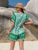 Tied Printed Short Sleeve Romper Trendsi