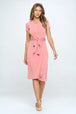  Tie Front  Short Sleeve Dress -BazaarBey - www.shopbazaarbey.com