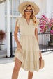 Ruched Notched Cap Sleeve Dress -BazaarBey - www.shopbazaarbey.com