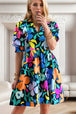 Printed  Half Sleeve Mini Dress -BazaarBey - www.shopbazaarbey.com