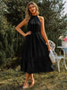  Neck Spliced Lace Midi Dress -BazaarBey - www.shopbazaarbey.com