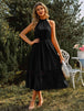  Neck Spliced Lace Midi Dress -BazaarBey - www.shopbazaarbey.com