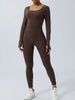 Twisted Backless Long Sleeve Jumpsuit Trendsi