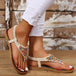 Beaded PU Leather Open Toe Sandals Trendsi