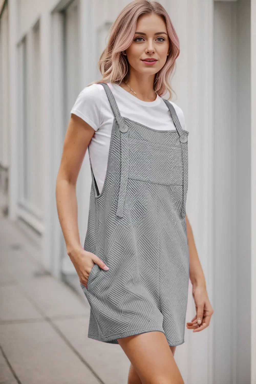 Textured Overall with Pockets Trendsi