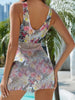 Printed Surplice Wide Strap Two-Piece Swim Set Trendsi