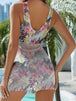 Printed Surplice Wide Strap Two-Piece Swim Set Trendsi