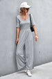 Scoop Neck Half Sleeve Wide Leg Jumpsuit Trendsi