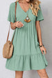 Full Size Ruched V-Neck Short Sleeve Dress -BazaarBey - www.shopbazaarbey.com