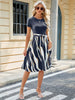 Printed Tie Waist Short Sleeve Dress -BazaarBey - www.shopbazaarbey.com