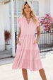 Ruched Notched Cap Sleeve Dress -BazaarBey - www.shopbazaarbey.com