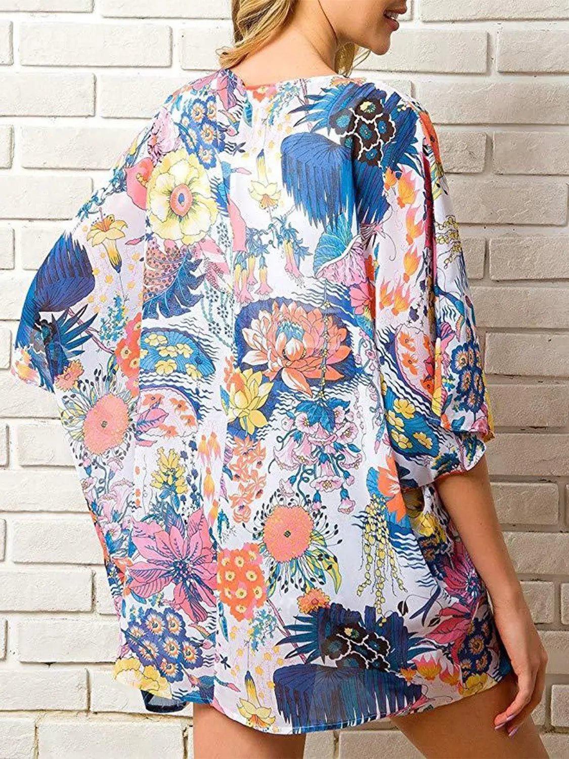 Open Front Half Sleeve Cover-Up Trendsi