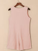 Waffle-Knit Half Button Sleeveless Romper with Pockets Trendsi