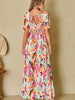 Slit Printed  Short Sleeve Maxi Dress -BazaarBey - www.shopbazaarbey.com