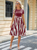Printed Tie Waist Short Sleeve Dress -BazaarBey - www.shopbazaarbey.com