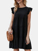 Ruffled Round Neck Cap Sleeve Mini Dress -BazaarBey - www.shopbazaarbey.com