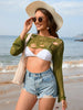 Distressed Boat Neck Long Sleeve Cover Up Trendsi