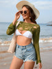 Distressed Boat Neck Long Sleeve Cover Up Trendsi