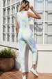 Tie-Dye Scoop Neck Sleeveless Jumpsuit Trendsi