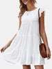 Ruffled Round Neck Cap Sleeve Mini Dress -BazaarBey - www.shopbazaarbey.com