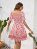 Printed Square Neck Short Sleeve Dress -BazaarBey - www.shopbazaarbey.com
