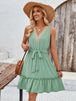 Tied Frill Sleeveless Mini Dress -BazaarBey - www.shopbazaarbey.com