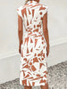 Printed Cap Sleeve Tie Waist Dress -BazaarBey - www.shopbazaarbey.com