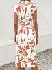 Printed Cap Sleeve Tie Waist Dress -BazaarBey - www.shopbazaarbey.com