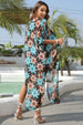 Floral Slit Half Sleeve Cover-Up Trendsi