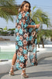Floral Slit Half Sleeve Cover-Up Trendsi
