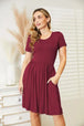  Full Size Short Sleeve Dress with Pockets -BazaarBey - www.shopbazaarbey.com